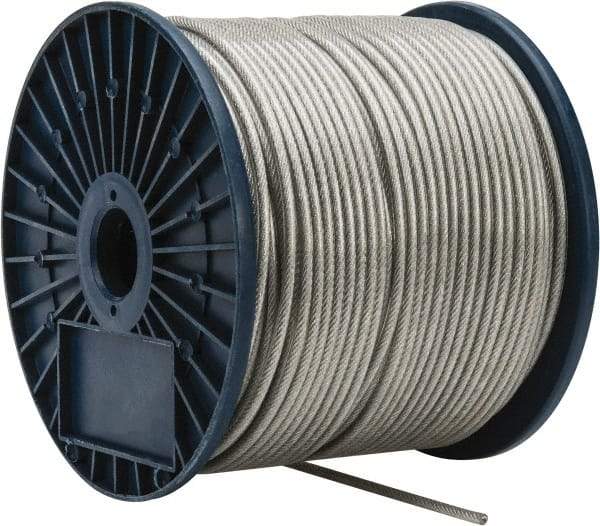 Value Collection - 3/16" x 3/32" Diam, Aircraft Cable - 920 Lb Breaking Strength, 7 x 7 Strand Core, Vinyl Coating - Americas Industrial Supply