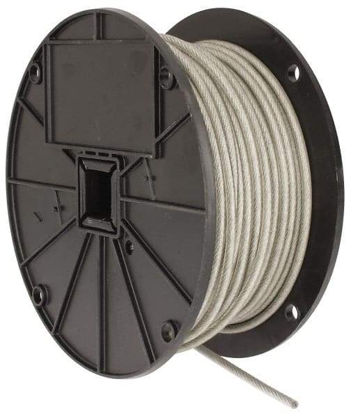 Value Collection - 3/16" x 3/32" Diam, Aircraft Cable - 920 Lb Breaking Strength, 7 x 7 Strand Core, Vinyl Coating - Americas Industrial Supply