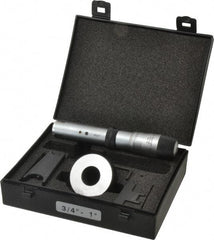 Starrett - 3/4 to 1", 2-5/8" Gage Depth, Mechanical Inside Hole Micrometer - 0.0003" Graduation, 0.00015" Accuracy, Ratchet Stop Thimble - Americas Industrial Supply
