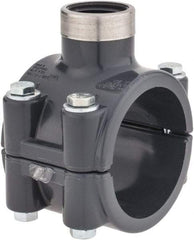 Value Collection - 2 x 3/4" PVC Plastic Pipe Clamp On Saddle with Viton O-Ring - Schedule 80, Pipe O.D. x SR Fipt End Connections - Americas Industrial Supply