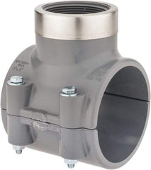 Value Collection - 3 x 2" CPVC Plastic Pipe Clamp On Saddle with Viton O-Ring - Schedule 80, Pipe O.D. x SR Fipt End Connections - Americas Industrial Supply
