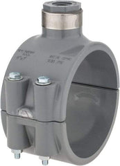 Value Collection - 4 x 1/2" CPVC Plastic Pipe Clamp On Saddle with Viton O-Ring - Schedule 80, Pipe O.D. x SR Fipt End Connections - Americas Industrial Supply