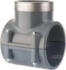 Value Collection - 4 x 3" CPVC Plastic Pipe Clamp On Saddle with Viton O-Ring - Schedule 80, Pipe O.D. x SR Fipt End Connections - Americas Industrial Supply