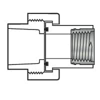 Value Collection - 2" PVC Plastic Pipe Union with EPDM O-Ring - Schedule 80, PVC Slip x Brass Fipt End Connections - Americas Industrial Supply