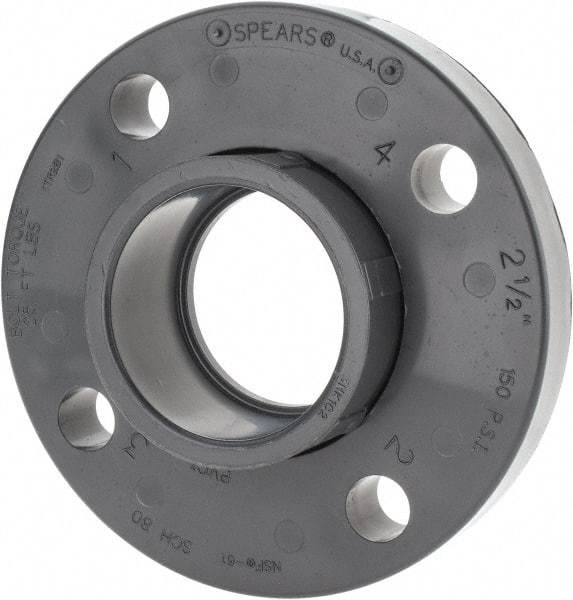 Value Collection - 2-1/2" Pipe, 7" OD, PVC Socket Pipe Flange - Schedule 80, Gray - Americas Industrial Supply