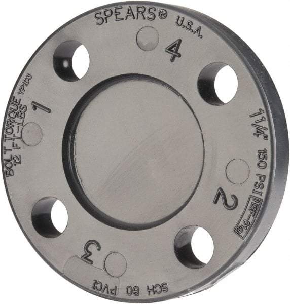 Value Collection - 1-1/4" Pipe, 4-5/8" OD, PVC Blind Pipe Flange - Schedule 80, Gray - Americas Industrial Supply