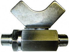 Midwest Control - 1/2" Pipe, Reduced Port, Stainless Steel Miniature Ball Valve - 2 Piece, Inline - Two Way Flow, MNPT x MNPT Ends, Butterfly Handle, 1,000 WOG, 150 WSP - Americas Industrial Supply