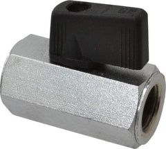 Midwest Control - 1/4" Pipe, Full Port, Brass Miniature Ball Valve - 1 Piece, Inline - Two Way Flow, FNPT x FNPT Ends, Wedge Handle, 450 WOG - Americas Industrial Supply