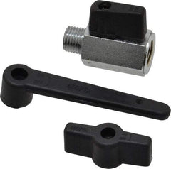 Midwest Control - 1/4" Pipe, Full Port, Brass Miniature Ball Valve - 1 Piece, Inline - Two Way Flow, MNPT x FNPT Ends, Wedge Handle, 450 WOG - Americas Industrial Supply