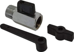 Midwest Control - 1/2" Pipe, Standard Port, Brass Miniature Ball Valve - 1 Piece, Inline - Two Way Flow, MNPT x FNPT Ends, Wedge Handle, 450 WOG - Americas Industrial Supply