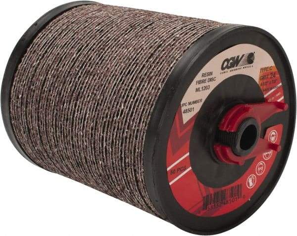 Camel Grinding Wheels - 4-1/2" Diam 7/8" Hole 24 Grit Fiber Disc - Very Coarse Grade, Aluminum Oxide, 13,300 Max RPM - Americas Industrial Supply