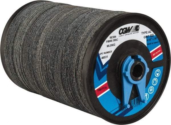 Camel Grinding Wheels - 4-1/2" Diam 7/8" Hole 60 Grit Fiber Disc - Medium Grade, Zirconia Alumina, 13,300 Max RPM - Americas Industrial Supply