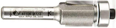 Amana Tool - 1/2" Cut Diam, 1/2" Length of Cut, 2 Flute Flush Trim Edge Profile Router Bit - Carbide-Tipped, 1/4" Shank Diam, 2-1/4" OAL, Uncoated - Americas Industrial Supply