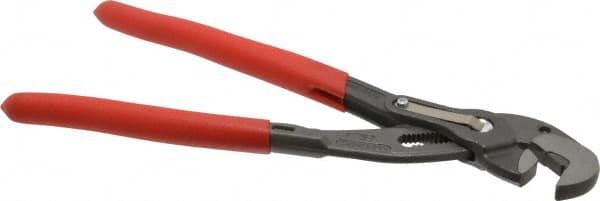 Knipex - 10" OAL, 1-1/4" Jaw Length, 15 Position Adjustable Tongue & Groove Pliers - Self-Gripping Smooth Parallel Parrot Jaws, Standard Head, Plastic Coated Handles - Americas Industrial Supply