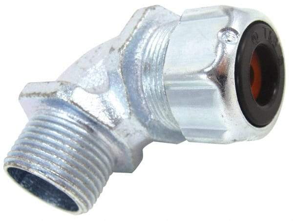 Thomas & Betts - 1/8 to 1/4" Cable Capacity, Liquidtight, Elbow Strain Relief Cord Grip - 3/4 NPT Thread, Iron - Americas Industrial Supply