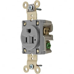 Hubbell Wiring Device-Kellems - 125V 20A NEMA 5-20R Industrial Grade Gray Straight Blade Single Receptacle - Americas Industrial Supply