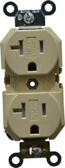 Leviton - 125 VAC, 20 Amp, 5-20R NEMA Configuration, Ivory, Specification Grade, Self Grounding Duplex Receptacle - 1 Phase, 2 Poles, 3 Wire, Flush Mount, Tamper Resistant - Americas Industrial Supply