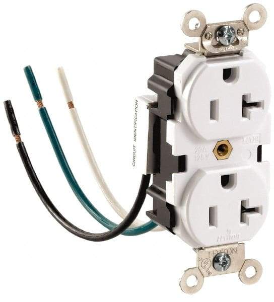 Leviton - 125 VAC, 15 Amp, 5-15R NEMA Configuration, Gray, Hospital Grade, Self Grounding Duplex Receptacle - 1 Phase, 2 Poles, 3 Wire, Flush Mount, Impact and Tamper Resistant - Americas Industrial Supply