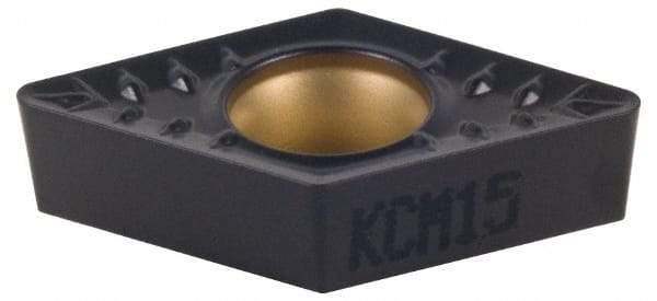 Kennametal - DCMT32.52 MP Grade KCM15 Carbide Turning Insert - TiCN/Al2O3 Finish, 55° Diamond, 3/8" Inscr Circle, 5/32" Thick, 1/32" Corner Radius - Americas Industrial Supply