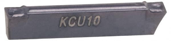 Kennametal - 0605A4G GUP Grade KCP10, 6.05mm Cutting Width Carbide Grooving Insert - 4.5mm Max Depth of Cut, Neutral, 0.4mm Corner Radius, TiN Finish - Americas Industrial Supply