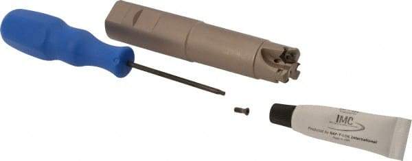 Iscar - 30° Lead Angle, 1" Max Cut Diam, 0.63" Min Cut Diam, 0.08" Max Depth of Cut, Indexable Chamfer and Angle End Mill - 3 Inserts, H600 WXCU 05 Insert Style, 5" Overall Length, Through Coolant, Straight Shank - Americas Industrial Supply