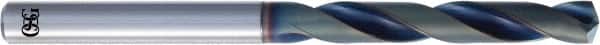 OSG - 19/64" 140° Solid Carbide Jobber Drill - WD1 Finish, Right Hand Cut, Spiral Flute, Straight Shank, 91mm OAL, Proprietary Point - Americas Industrial Supply