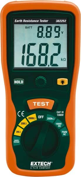 Extech - LCD Display Earth Ground Resistance Tester - AA Battery - Americas Industrial Supply