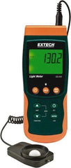 Extech - AA Batteries, 200 to 10,000 FC, LCD Display, Silicone Photodiode Light Meter - 4 Accuracy, Compatible with All Visible Light Lighting, SD Card - Americas Industrial Supply