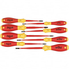 Wiha - 8 Piece Slotted, Phillips & Square Screwdriver Set - Bit Sizes: Philips #1 & #2, Comes in Box - Americas Industrial Supply