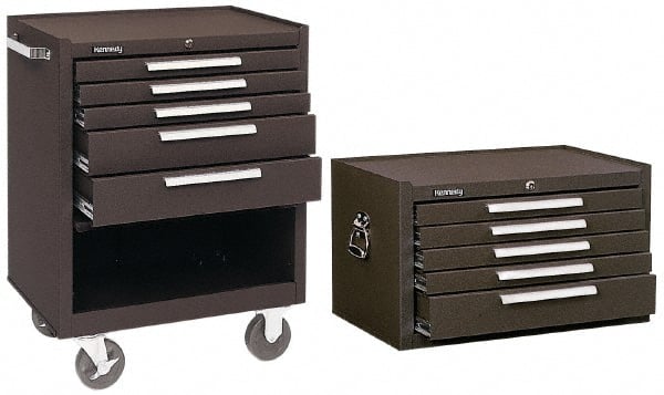 Kennedy - 5 Drawer, 2 Piece, Brown Steel Roller Cabinet Combo - Americas Industrial Supply