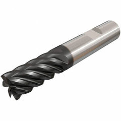 Iscar - 12mm, 25mm LOC, 12mm Shank Diam, 83mm OAL, 6 Flute, Solid Carbide Square End Mill - Single End, TiAlN Finish, Spiral Flute, 45° Helix, Right Hand Cut, Right Hand Flute - Americas Industrial Supply
