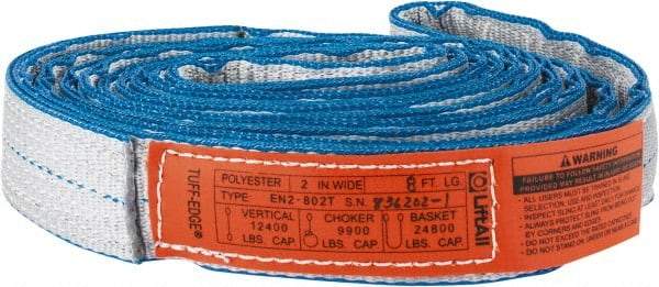 Lift-All - 8' Long x 2" Wide, 12,400 Lb Vertical Capacity, 2 Ply, Nylon Web Sling - 9,900 Lb Choker Capacity - Americas Industrial Supply