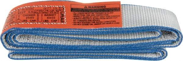 Lift-All - 6' Long x 2" Wide, 3,200 Lb Vertical Capacity, 1 Ply, Polyester Web Sling - 2,500 Lb Choker Capacity - Americas Industrial Supply