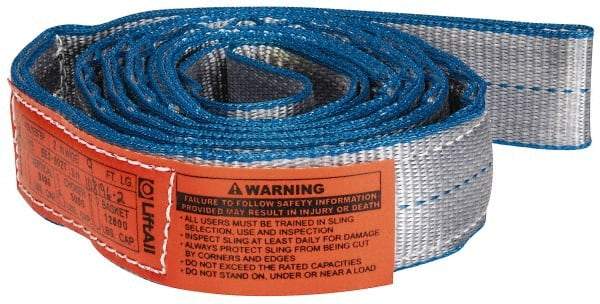 Lift-All - 9' Long x 2" Wide, 6,400 Lb Vertical Capacity, 2 Ply, Polyester Web Sling - 5,000 Lb Choker Capacity - Americas Industrial Supply