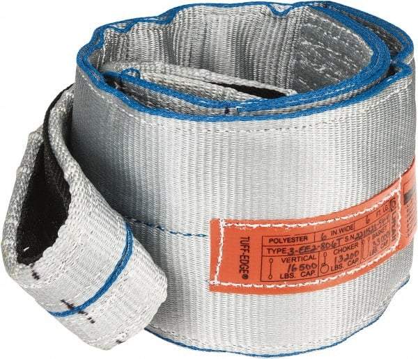 Lift-All - 6' Long x 6" Wide, 16,300 Lb Vertical Capacity, 2 Ply, Polyester Web Sling - 13,000 Lb Choker Capacity - Americas Industrial Supply