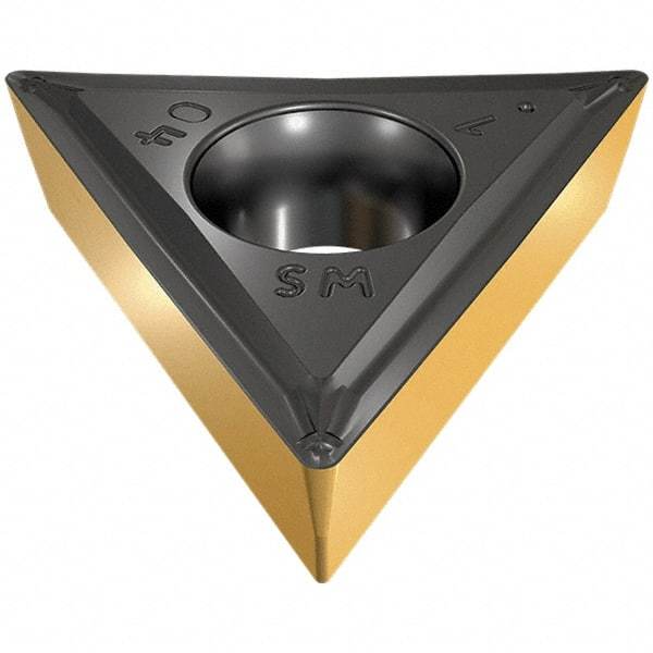 Iscar - TCMT2-1 SM Grade IC9350 Carbide Turning Insert - TiCN/Al2O3/TiN Finish, 60° Triangle, 1/4" Inscr Circle, 3/32" Thick, 1/64" Corner Radius - Americas Industrial Supply