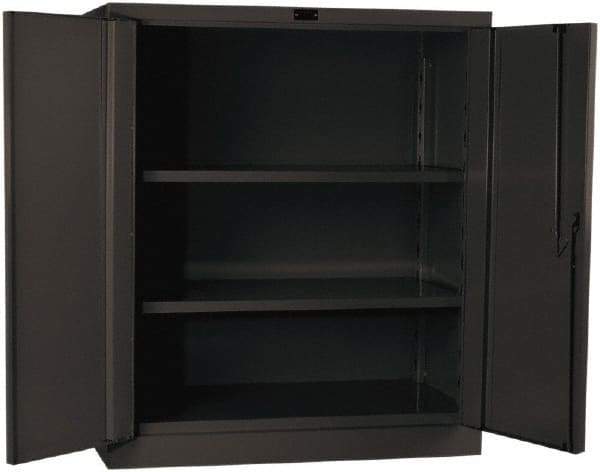 Hallowell - 2 Shelf Locking Storage Cabinet - Steel, 36" Wide x 21" Deep x 42" High, Gray - Americas Industrial Supply