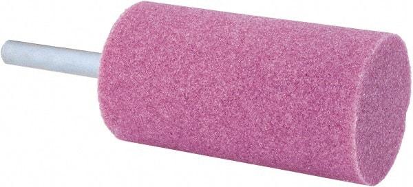 Tru-Maxx - 1-1/4" Head Diam x 2-1/2" Thickness, W233, Cylinder End, Aluminum Oxide Mounted Point - Pink, Medium Grade, 60 Grit, 14,250 RPM - Americas Industrial Supply