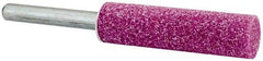 Tru-Maxx - 1/2" Head Diam x 2" Thickness, W189, Cylinder End, Aluminum Oxide Mounted Point - Pink, Medium Grade, 60 Grit, 26,830 RPM - Americas Industrial Supply