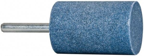 Tru-Maxx - 1-1/4" Head Diam x 2" Thickness, W232, Cylinder End, Aluminum Oxide Mounted Point - Blue, Medium Grade, 60 Grit, 14,250 RPM - Americas Industrial Supply