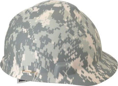 MSA - ANSI Type I, Class E Rated, 4-Point, Ratchet Adjustment Hard Hat - Size 7 to 8-1/2, Standard Brim, Camouflage - Americas Industrial Supply