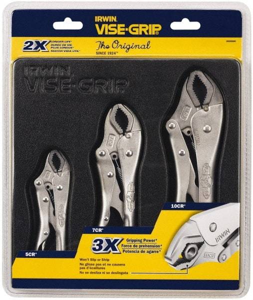 Irwin - 3 Piece Locking Plier Set - Comes in Tray - Americas Industrial Supply