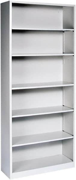 Hon - 6 Shelf, 81-1/8" High x 34-1/2" Wide Bookcase - 15-5/8" Deep, Steel, Light Gray - Americas Industrial Supply