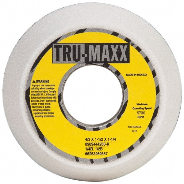 Tru-Maxx - 4" Diam, 1-1/4" Hole Size, 1-1/2" Overall Thickness, 60 Grit, Type 11 Tool & Cutter Grinding Wheel - Medium Grade, Aluminum Oxide, K Hardness, 5,730 RPM - Americas Industrial Supply