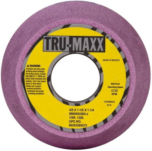 Tru-Maxx - 4" Diam, 1-1/4" Hole Size, 1-3/4" Overall Thickness, 60 Grit, Type 11 Tool & Cutter Grinding Wheel - Medium Grade, Aluminum Oxide, J Hardness, 5,730 RPM - Americas Industrial Supply