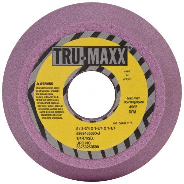 Tru-Maxx - 5" Diam, 1-1/4" Hole Size, 1-3/4" Overall Thickness, 60 Grit, Type 11 Tool & Cutter Grinding Wheel - Medium Grade, Aluminum Oxide, J Hardness, 4,585 RPM - Americas Industrial Supply