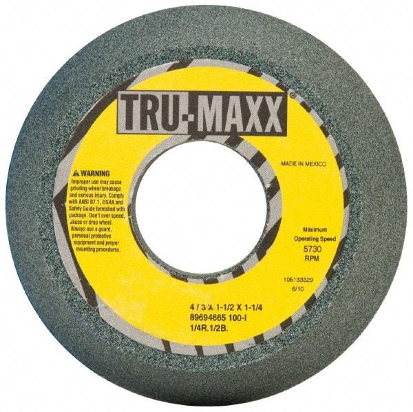 Tru-Maxx - 4" Diam, 1-1/4" Hole Size, 1-1/2" Overall Thickness, 100 Grit, Type 11 Tool & Cutter Grinding Wheel - Fine Grade, Silicon Carbide, I Hardness, 5,730 RPM - Americas Industrial Supply