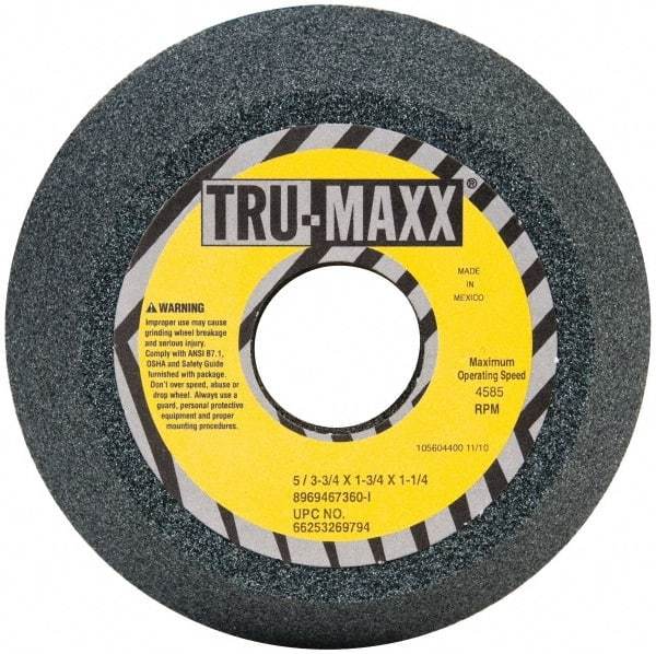 Tru-Maxx - 5" Diam, 1-1/4" Hole Size, 1-3/4" Overall Thickness, 60 Grit, Type 11 Tool & Cutter Grinding Wheel - Medium Grade, Aluminum Oxide, I Hardness, 4,585 RPM - Americas Industrial Supply