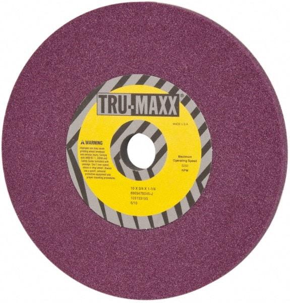 Tru-Maxx - 10" Diam x 1-1/4" Hole x 3/4" Thick, J Hardness, 46 Grit Surface Grinding Wheel - Aluminum Oxide, Type 1, Coarse Grade, 3,250 Max RPM, No Recess - Americas Industrial Supply