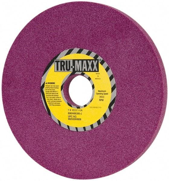 Tru-Maxx - 7" Diam x 1-1/4" Hole x 1/2" Thick, J Hardness, 80 Grit Surface Grinding Wheel - Aluminum Oxide, Type 1, Medium Grade, 3,600 Max RPM, No Recess - Americas Industrial Supply